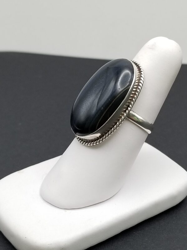 black agate sterling ring side pic