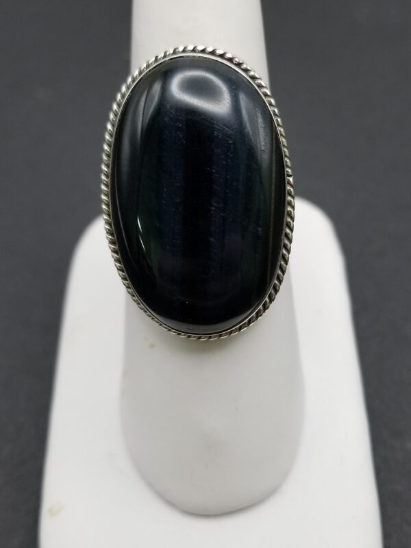 black agate sterling ring front pic